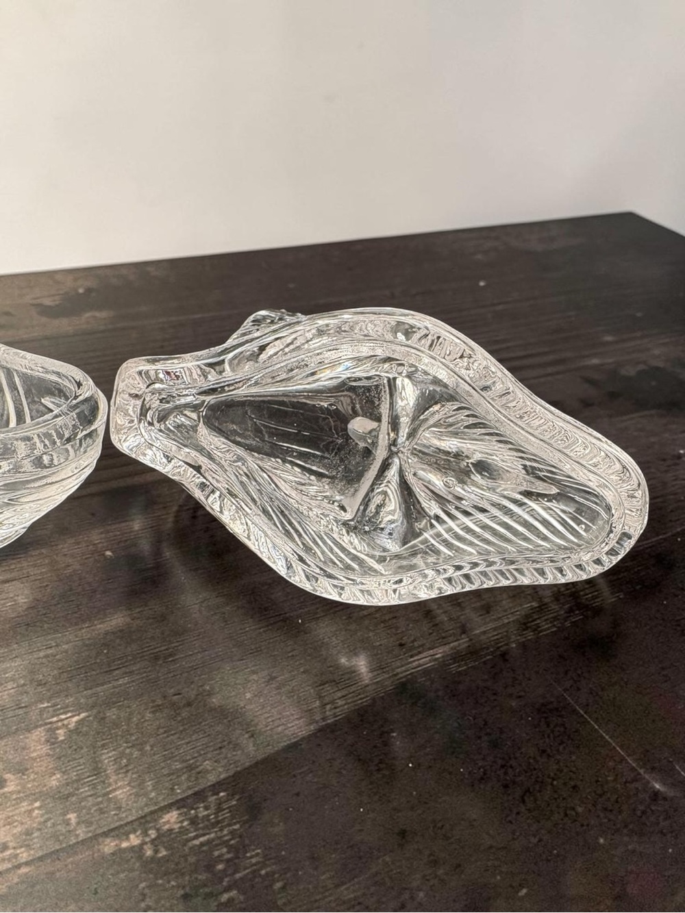 Vintage clear Swan On Nest Style Lead Crystal Cut Glass Trinket Jewelry Dish EUC - Picture 13 of 16